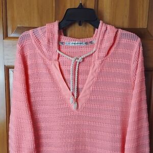 • Maurices Neon Coral Pink Knit Swim Coverup with Cozy Texture, Size 2X Like New